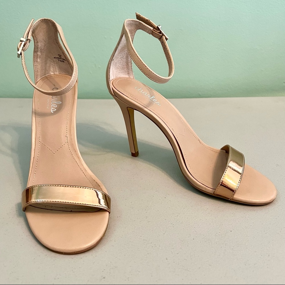 Charles by Charles David Rose Gold Metallic and Nude Sandals Size 7.5